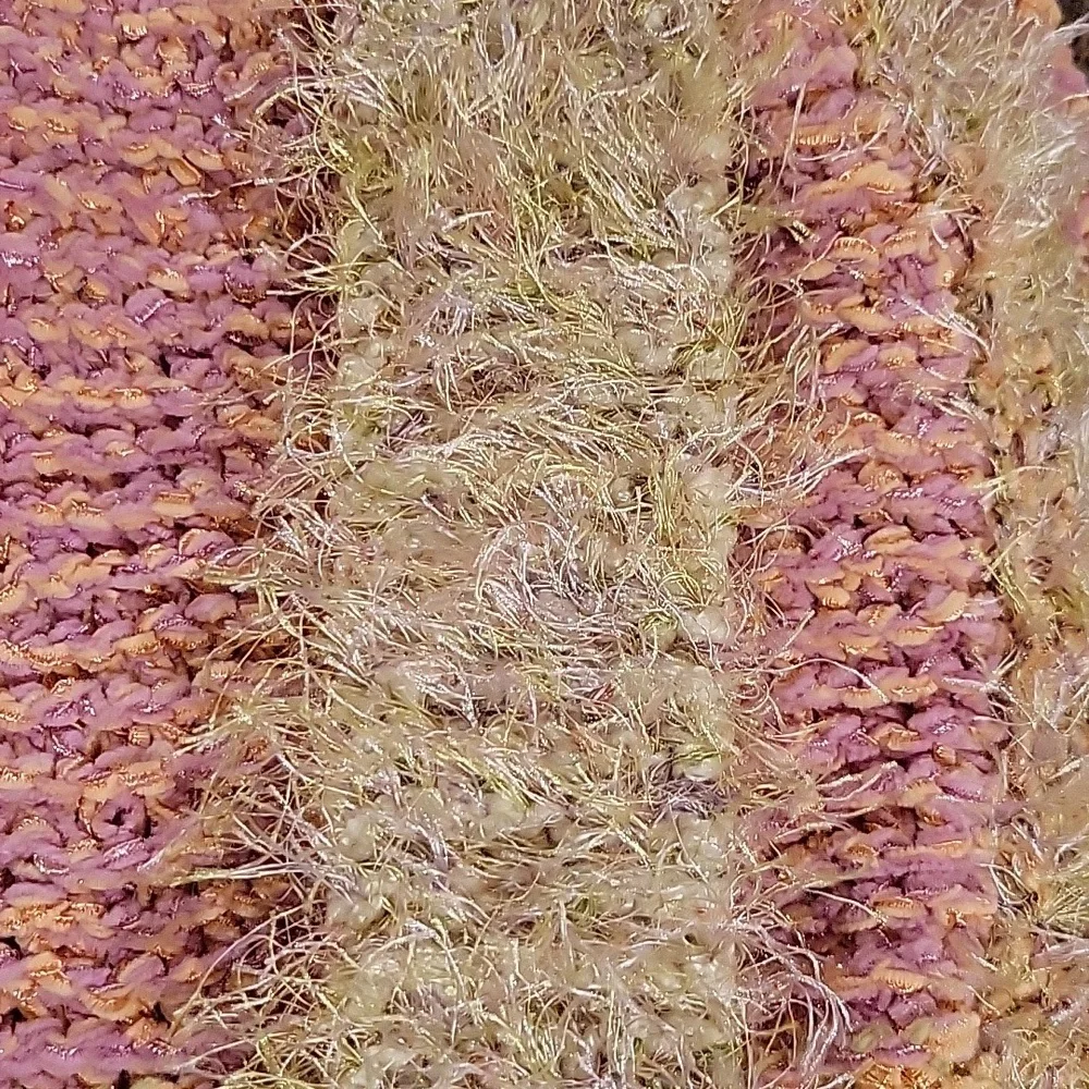 Hand knitted backpack with eyelash and velvety yarns - Handmade